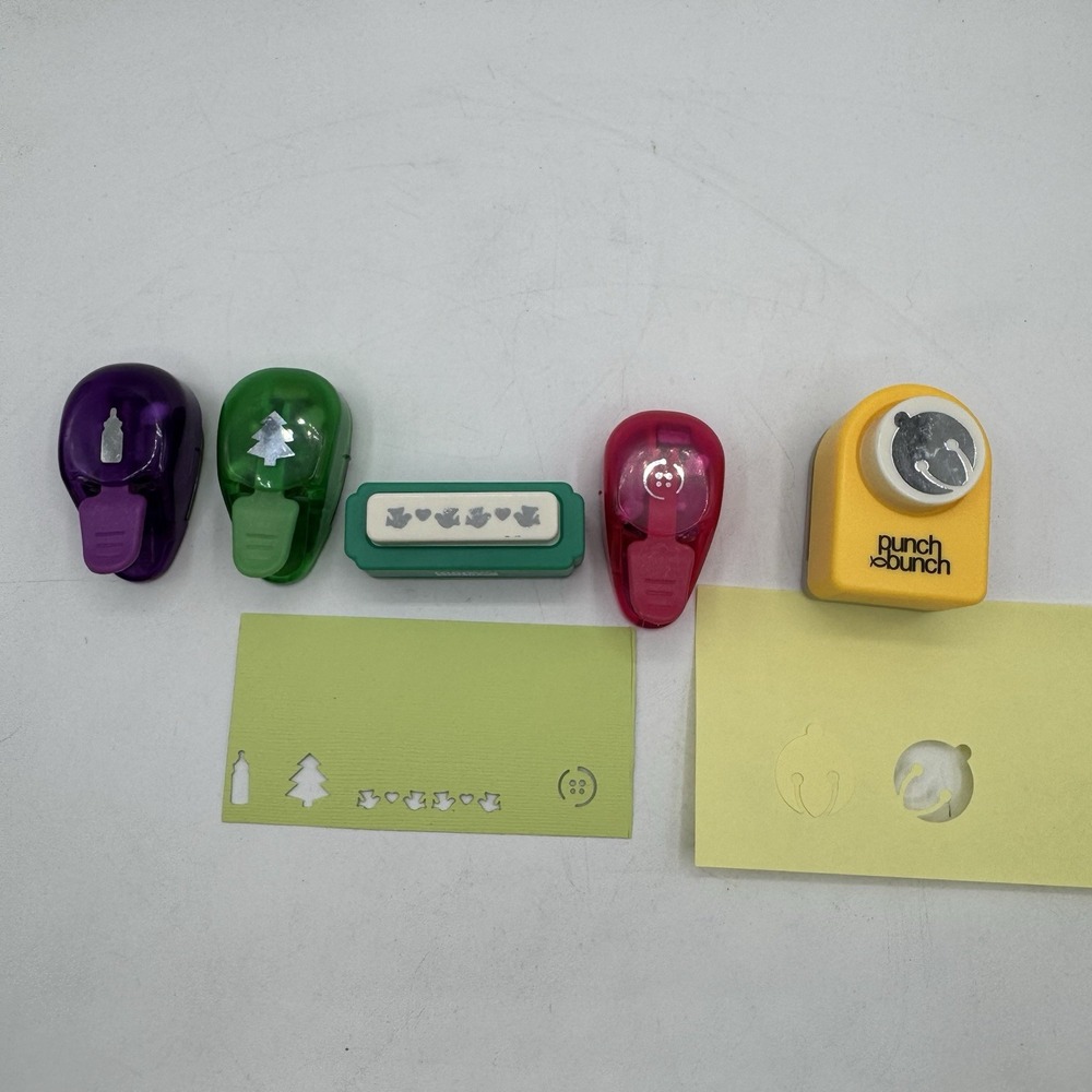EK Success Paper Shapers Mini Whale-Style Thumb Punch 1/2" LOT of 3 Plus Extras